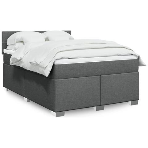 Giroletto a Molle con Materasso Grigio Scuro 140x200cm Tessuto - Foto 2
