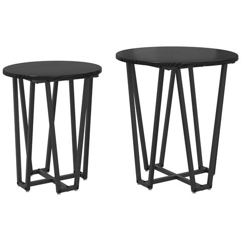 Set di Tavolini di 2 - Rovere nero MDF e metallo - Foto 1