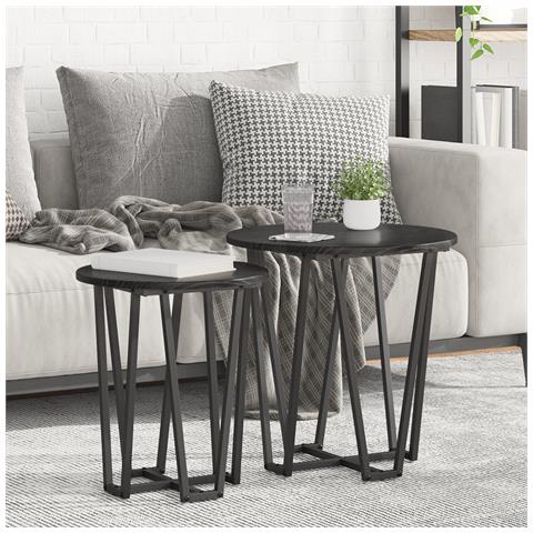 Set di Tavolini di 2 - Rovere nero MDF e metallo - Foto 2