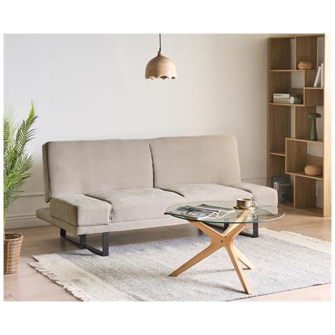 Divano Letto 2 Posti York Ciniglia Beige Chiaro - Foto 1