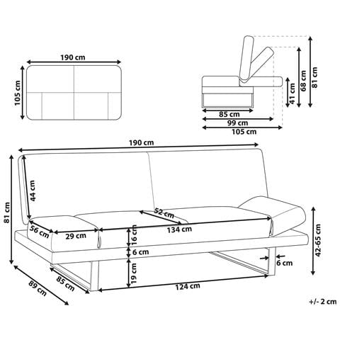 Divano Letto 2 Posti York Ciniglia Beige Chiaro - Foto 5
