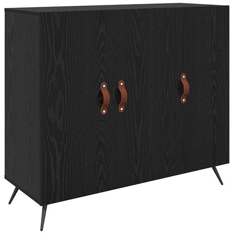 Credenza Nero 90 x 34 x 80 cm Legno multistrato - Foto 1
