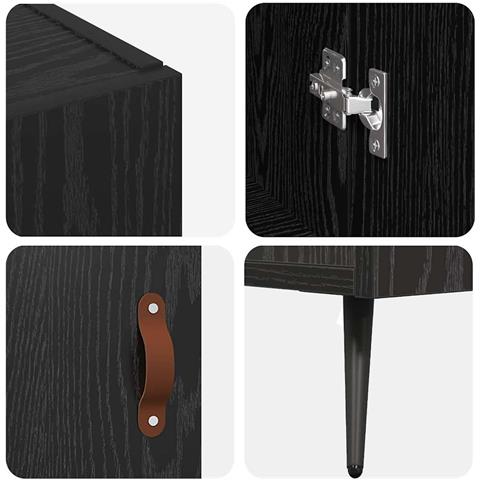 Credenza Nero 90 x 34 x 80 cm Legno multistrato - Foto 9