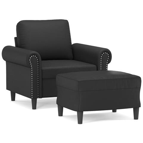 Poltrona con Poggiapiedi Nero 60 cm in Similpelle - Foto 1