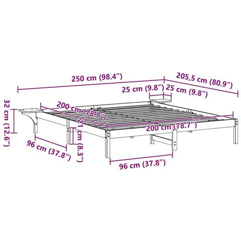 Rete letto con comodini Marrone Marrone - Foto 9