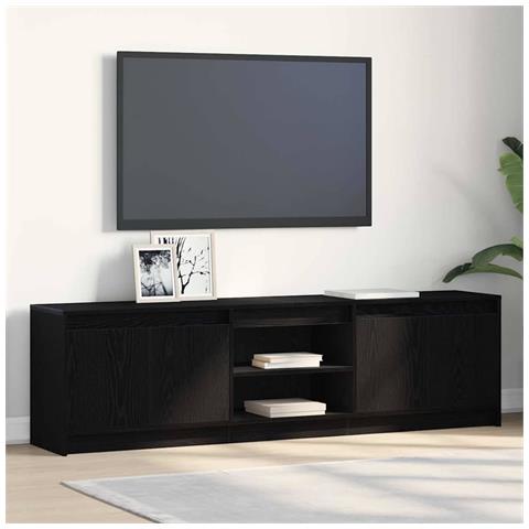 Mobile TV Nero 182 x 34 x 50 cm Legno multistrato - Foto 2