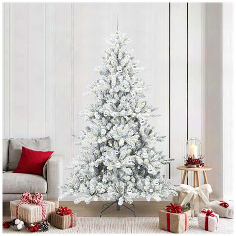 Albero di Natale Artificiale con Rami Pieghevoli Bianco 210 cm - Foto 2