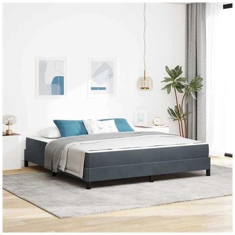 Letto a molle con materasso Grigio scuro 180 x 220 cm Tessuto - Foto 2