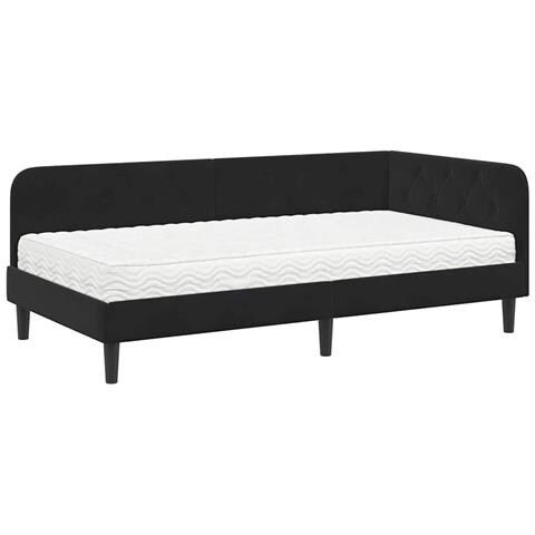 Cornice del letto ad angolo Nero 100 x 200 cm Velluto - Foto 1