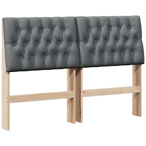 Testiera imbottita Grigio scuro 150 cm Pino massello - Foto 1