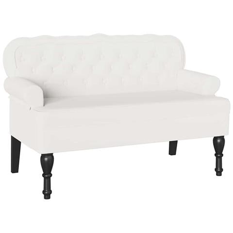 Panca Chesterfield Bianco 119.5 x 64.5 x 75 cm Pelle Sintetica - Foto 1