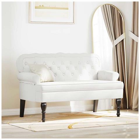 Panca Chesterfield Bianco 119.5 x 64.5 x 75 cm Pelle Sintetica - Foto 2