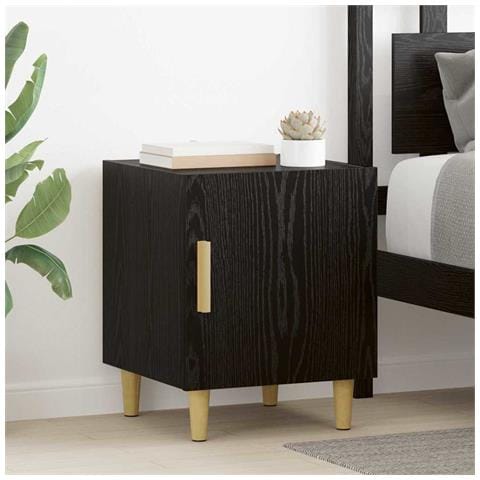 Armadio da Notte Rovere Nero 40 x 40 x 50 cm Legno multistrato - Foto 2