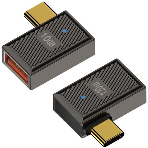 Adattatore Usb A Femmina A Usb C Maschio 120w Con Luce Indicatore, Lega Di Zinco, Curvatura Laterale - Foto 1