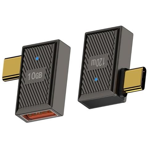 Adattatore Usb A Femmina A Usb C Maschio 120w Con Luce Indicatore, Lega Di Zinco, Curvatura Laterale - Foto 2