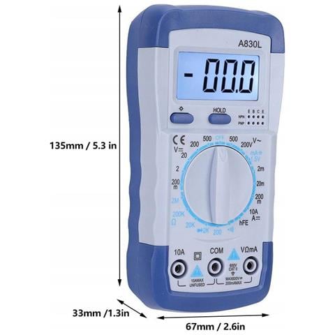 Multimetro Digitale A830l - Display Lcd Hd, Misura Tensione Ac /dc, Corrente, Resistenza | Uso Universale Per Elettronica Ed Elettrotecnica - Foto 8