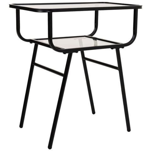 Comodino In Metallo E Vetro Con 1 Ripiano Grigio 60x35x65,5 - Foto 1