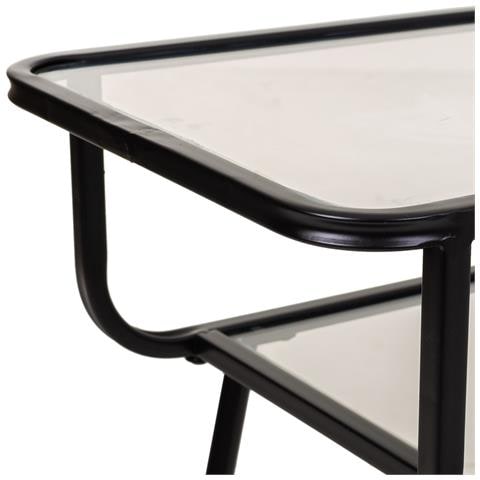 Comodino In Metallo E Vetro Con 1 Ripiano Grigio 60x35x65,5 - Foto 6