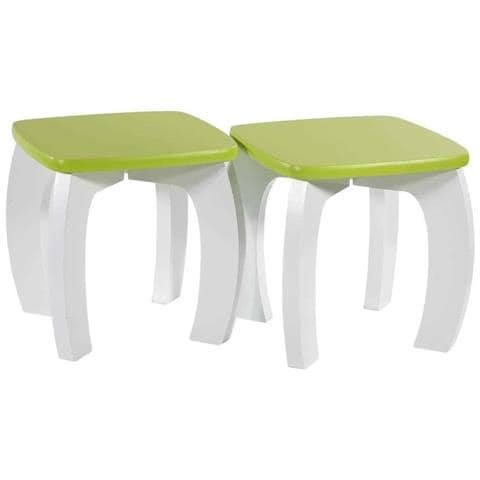 Set Tavolo E 2 Sgabelli In Legno Bianchi /verdi 96x48x42 H Cm - Foto 2