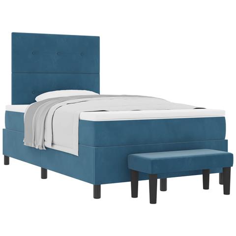 Letto a molle con materasso Blu scuro 120 x 190 cm Velluto - Foto 1