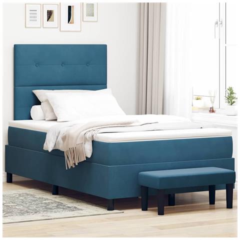 Letto a molle con materasso Blu scuro 120 x 190 cm Velluto - Foto 2