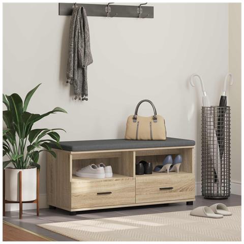 Panca per ingresso con cuscino Rovere Sonoma 100 x 38 x 46 cm - Foto 2