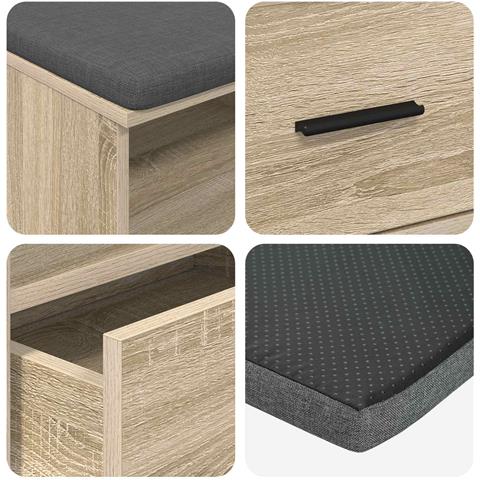 Panca per ingresso con cuscino Rovere Sonoma 100 x 38 x 46 cm - Foto 9