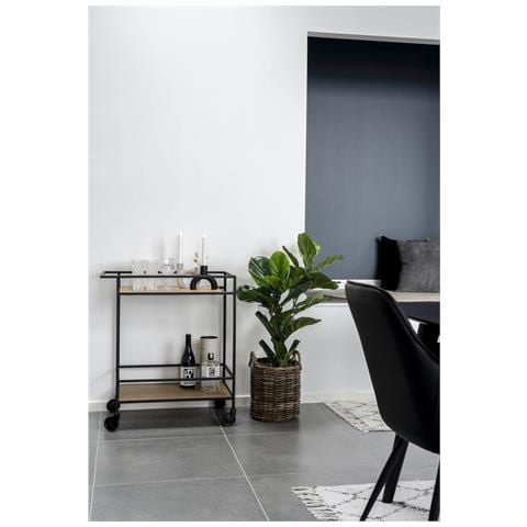 Carrello Bar Vita A 2 Ripiani Effetto Rovere Con Struttura In Acciaio Nero, 68×40×79 Cm - Foto 7
