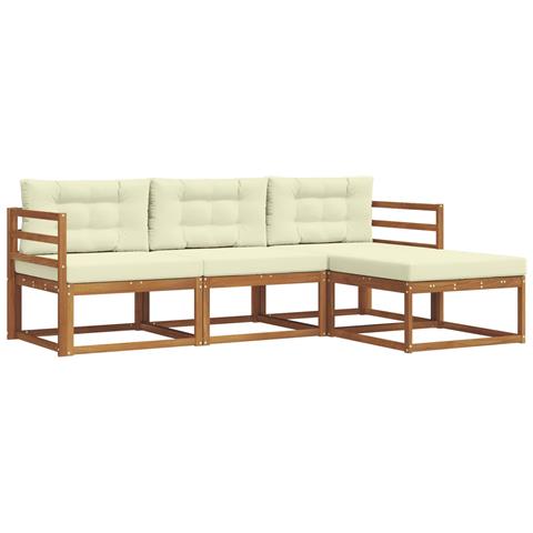 Set di divani da esterno con cuscino 4 pcs Naturale e Crema - Foto 1