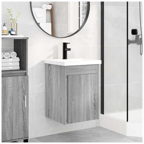 Mobile bagno con rubinetto Sonoma grigio 42 x 40 x 74,5 cm - Foto 2