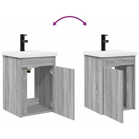 Mobile bagno con rubinetto Sonoma grigio 42 x 40 x 74,5 cm - Foto 9