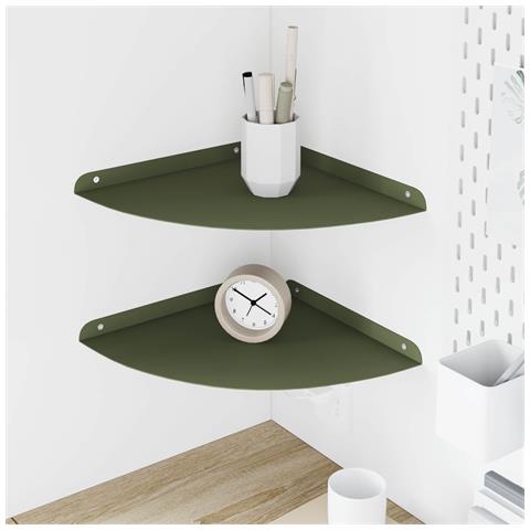 Mensola sospesa 2 pcs Verde oliva 30 x 30 x 2 cm - Foto 2