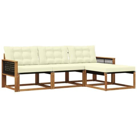 Set di divani da esterno con cuscino 4 pcs Naturale e Crema - Foto 1