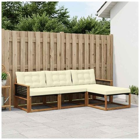 Set di divani da esterno con cuscino 4 pcs Naturale e Crema - Foto 2