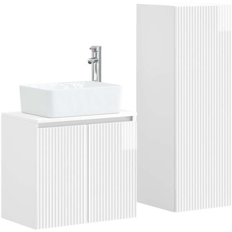 Set di mobili per il bagno 2 pz Bianco Lucido - Foto 1