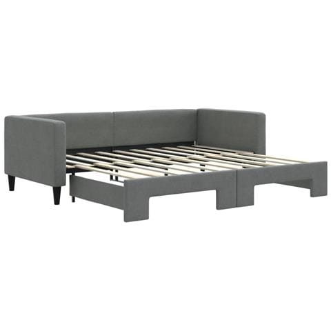 Divano Letto Letto Estraibile Grigio Scuro 100x190 cm Tessuto - Foto 1