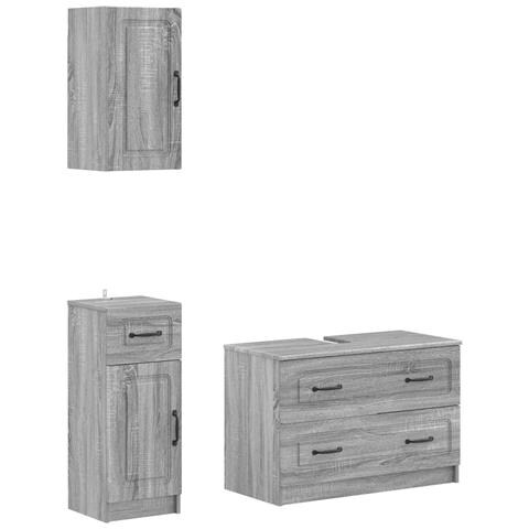 Set di armadietti da bagno in 3 pezzi UTRECHT Sonoma grigio - Foto 1