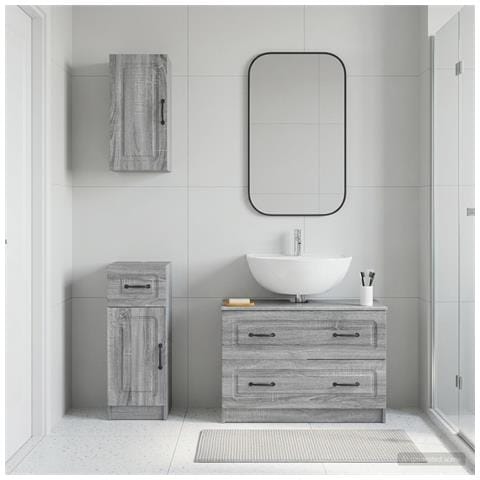 Set di armadietti da bagno in 3 pezzi UTRECHT Sonoma grigio - Foto 10