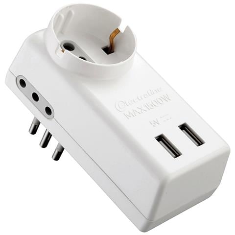 Adattatore 1 Presa Schuko / 10a+2 Prese 10a+2prese Usb - Foto 2