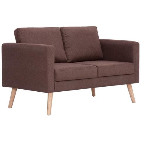 Divano A 2 Posti In Tessuto Marrone - Foto 1