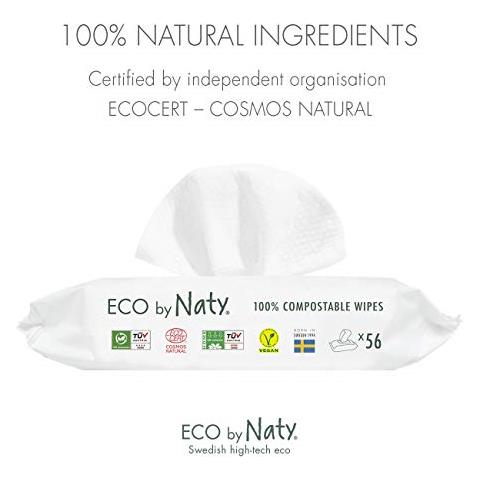 Eco Da Naty Salviettine Senza Profumo Per Neonato 672 Salviettine (12 Confezioni Da 56) Salviette Compostabili Vegetale Con Lo 0% Di Plastica Senza Sostanze Chimiche Dannoso - Foto 2