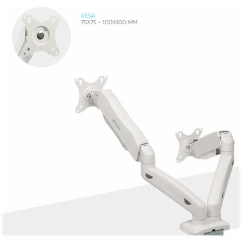 Supporto Monitor Da Scrivania Braccio Monitor Staffa Per Schermi 13-27 Pollici Vesa Max 100 X 100 Mm Con Molla A Gas - G160-wht - Foto 2