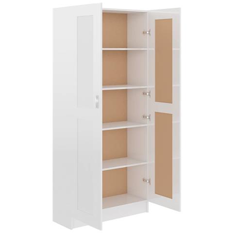 Libreria Bianco Lucido 82,5x30,5x185,5 cm in Legno Multistrato - Foto 2