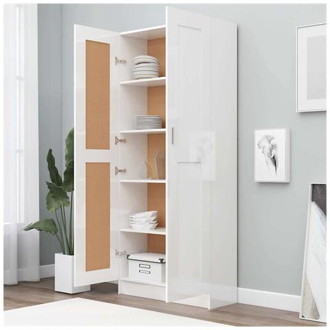 Libreria Bianco Lucido 82,5x30,5x185,5 cm in Legno Multistrato - Foto 10