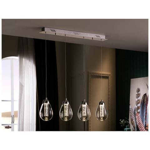 Sospensione A Soffitto Con Barra Di Cristallo A Led Integrata A 4 Luci Cromata - Foto 2