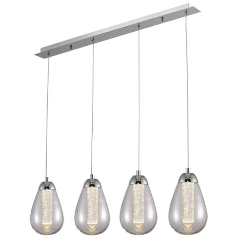 Sospensione A Soffitto Con Barra Di Cristallo A Led Integrata A 4 Luci Cromata - Foto 6