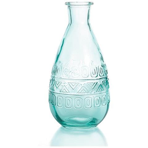 Vaso Di Vetro Vintage Con Rilievo - Blu - 7,5 X 15,8 Cm - Foto 1