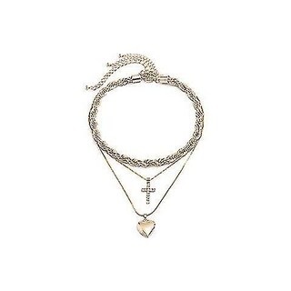 Reaky Collana Girocollo Donna Con Ciondolo Cuore E Orso - Oro, In Plastica E Lega, Lunga 37+10 Cm