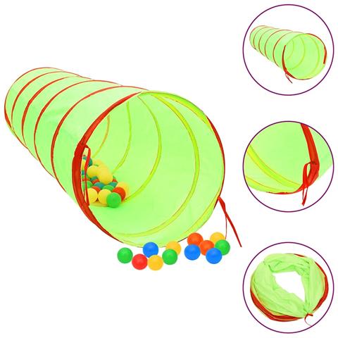 Tunnel Da Gioco Per Bambini 250 Palline Verde 175 Cm Poliestere - Foto 1