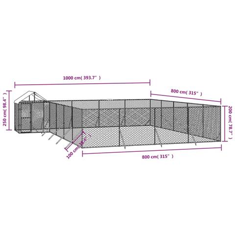 Cuccia Cani Da Esterno Tetto Argento 10x8x2,5 M Acciaio Zincato - Foto 2
